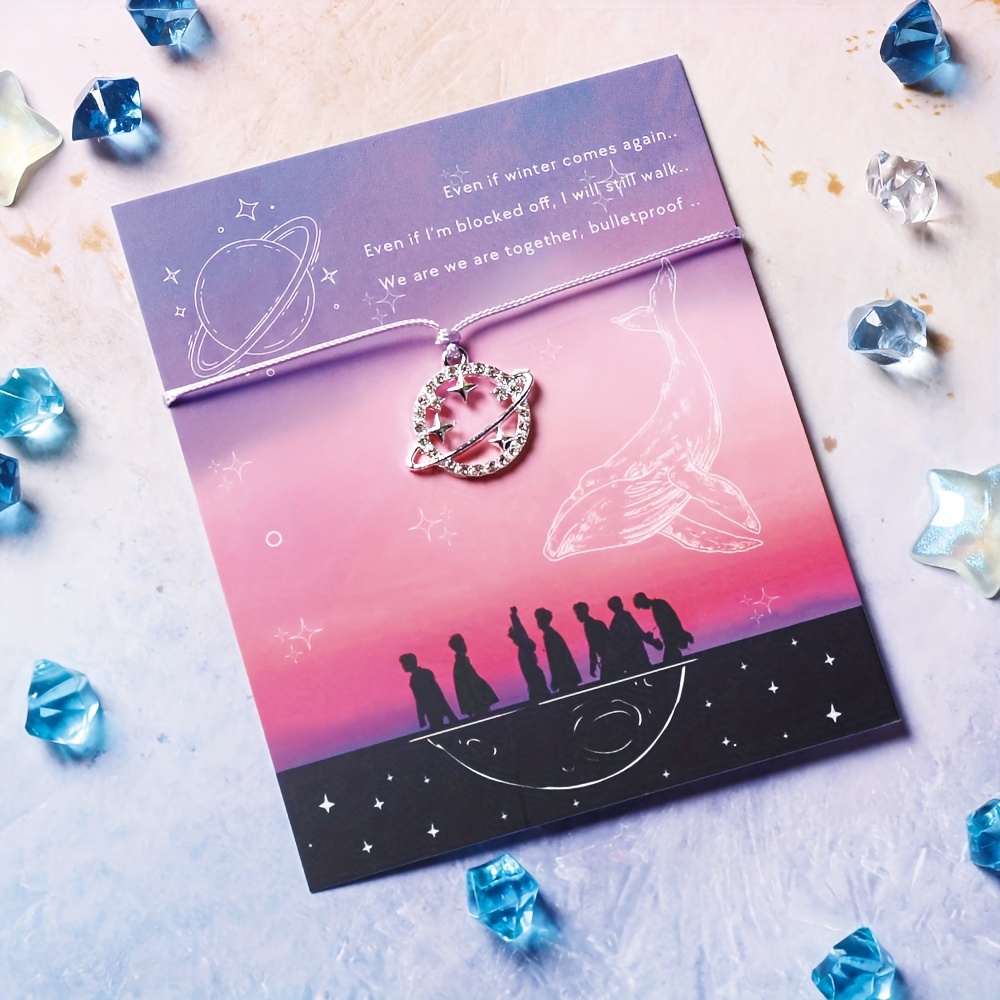 TEMU Kpop Wish Bracelet Bulletproof Thin Twinkle Planet Pendant Bracelet Thin Twinkle Planet Bracelet Bracelet Gift - Fans