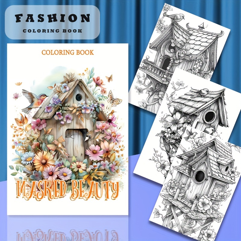 Image of An Upgraded Version Of An Innovative 22-page Thick Paper Coloring Book For Backyard Birds, Designed For Adults To Relax, Perfect As A Gift For Holidays And Birthday Parties