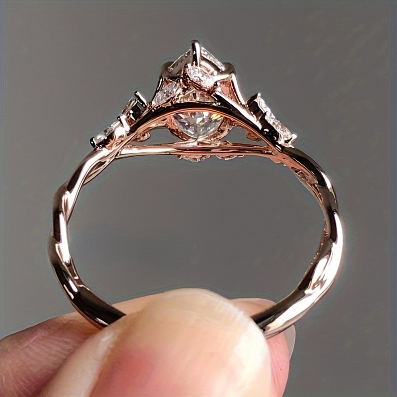 Twist Shank Engagement Ring with Synthetic Cubic Zirconia