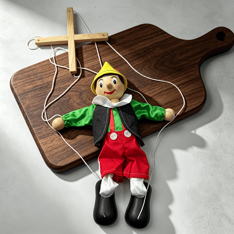 1pc vintage   wooden marionette movable joint handmade doll classic tale figure ornament unique creative birthday gift adult collectible ornament tale theater prop photography prop home decor niche gift item