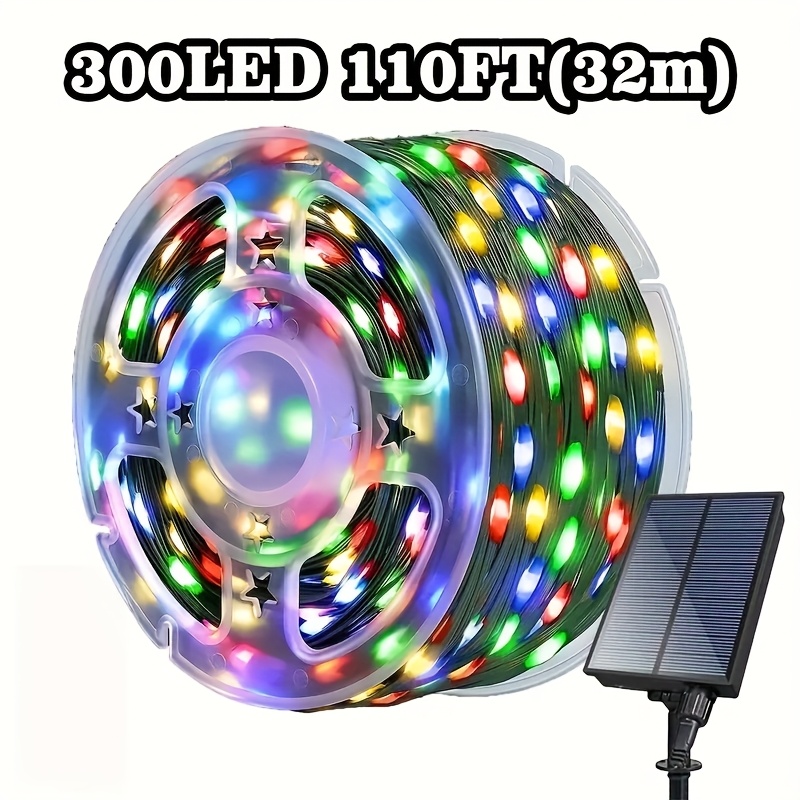 TEMU 110ft Solar Outdoor String Lights, 300 Led Fairy Lights, Valentine's Day Atmosphere Decorative Lights, , 8 Lighting , Suitable For Patios,