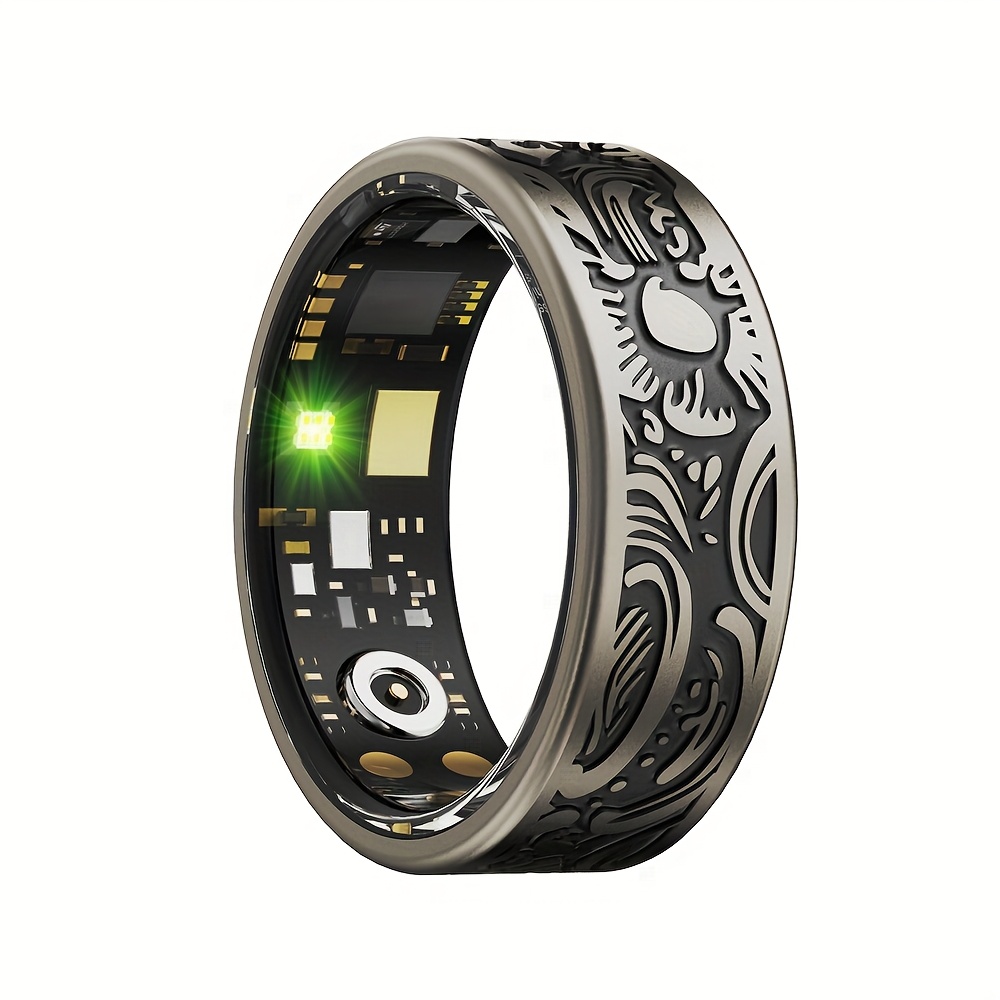 Vintage-Inspired Smart Ring W9 - USB Magnetic Charging, Real-Time Step Tracking, Distance, Exercise & Sleep Monitoring, Wireless Connectivity, Multiple Sports Modes, Ideal for Business Casual & Romantic Gifts, Stainless Steel Band, Rechargeable Lithium Battery, Fitness Tracker Ring|Minimalist Design|Stainless Steel Ring