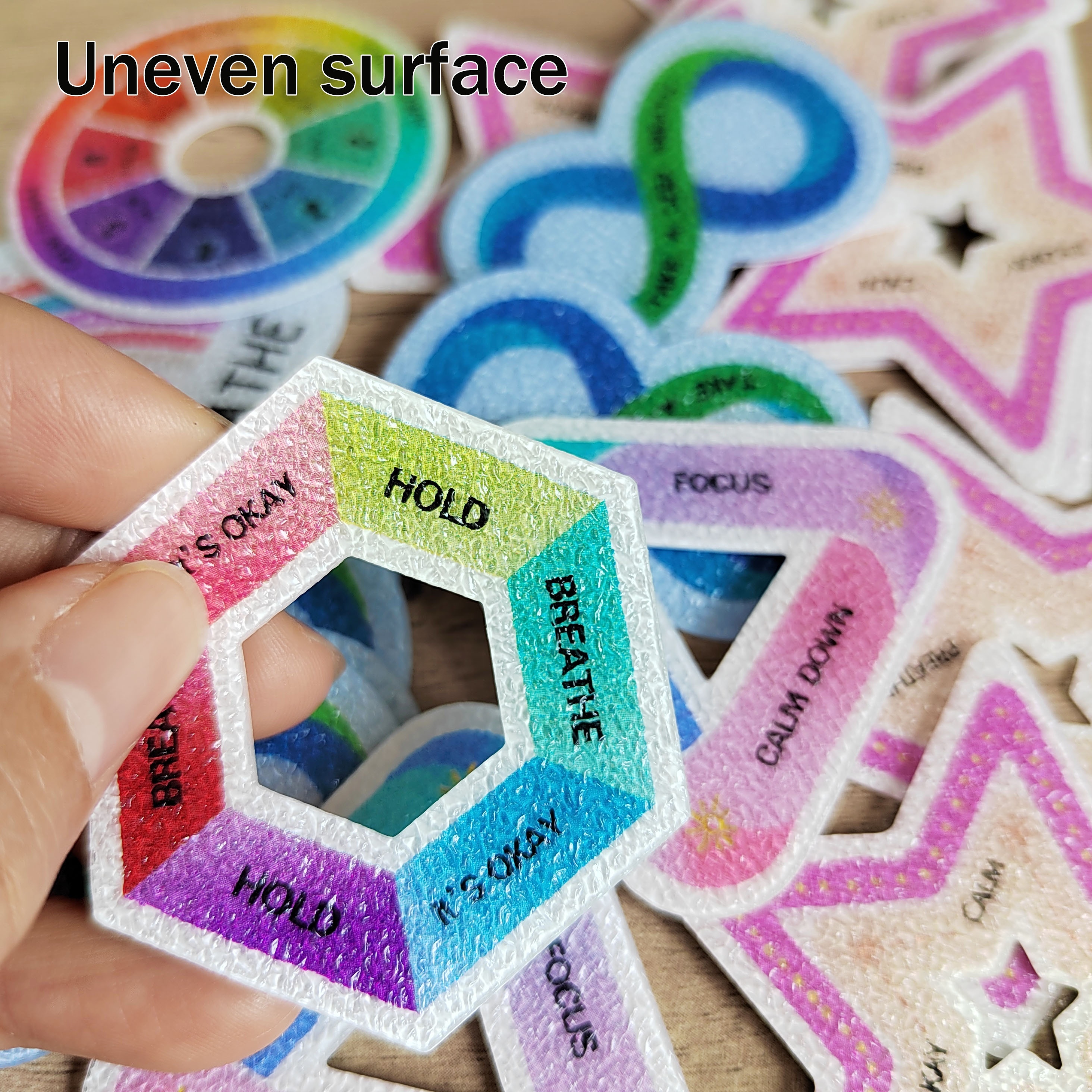 48 Pcs Calm Stickers For Anxiety - Textured Sensory Stickers For Stress Relief & Focus