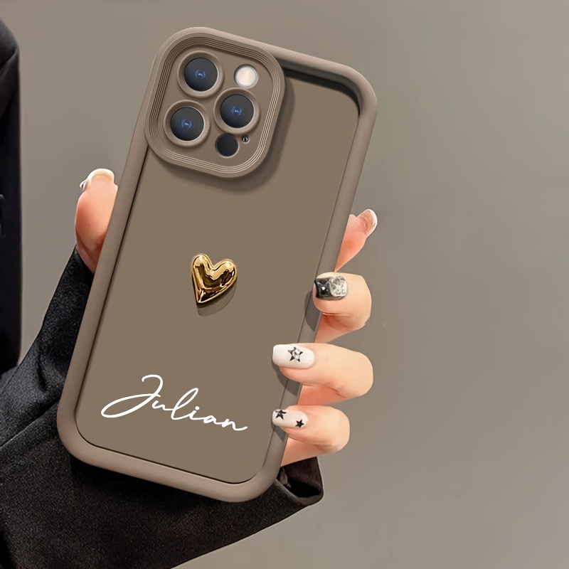 E-shop Personalisiertes individuelles Namens-Korea 3D-Gold- Handyhülle mit Phrasen DIY -Hülle Kompatibel für iPhone 17 16 15 14 13 12 11 Pro 17 Air