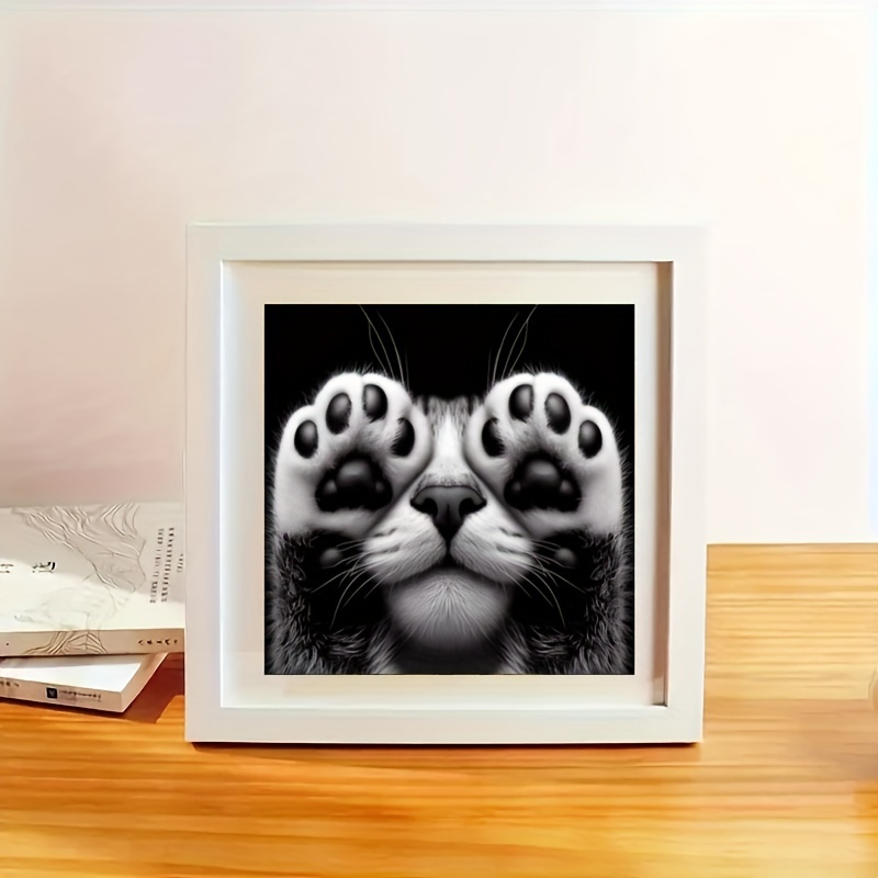 Frameless Diamond Painting. Cat Animal Theme Pattern, 5d Diamond Painting Rhinestone Decor Kit, Setting With Complete Round Drills. For Home And Room Decoration