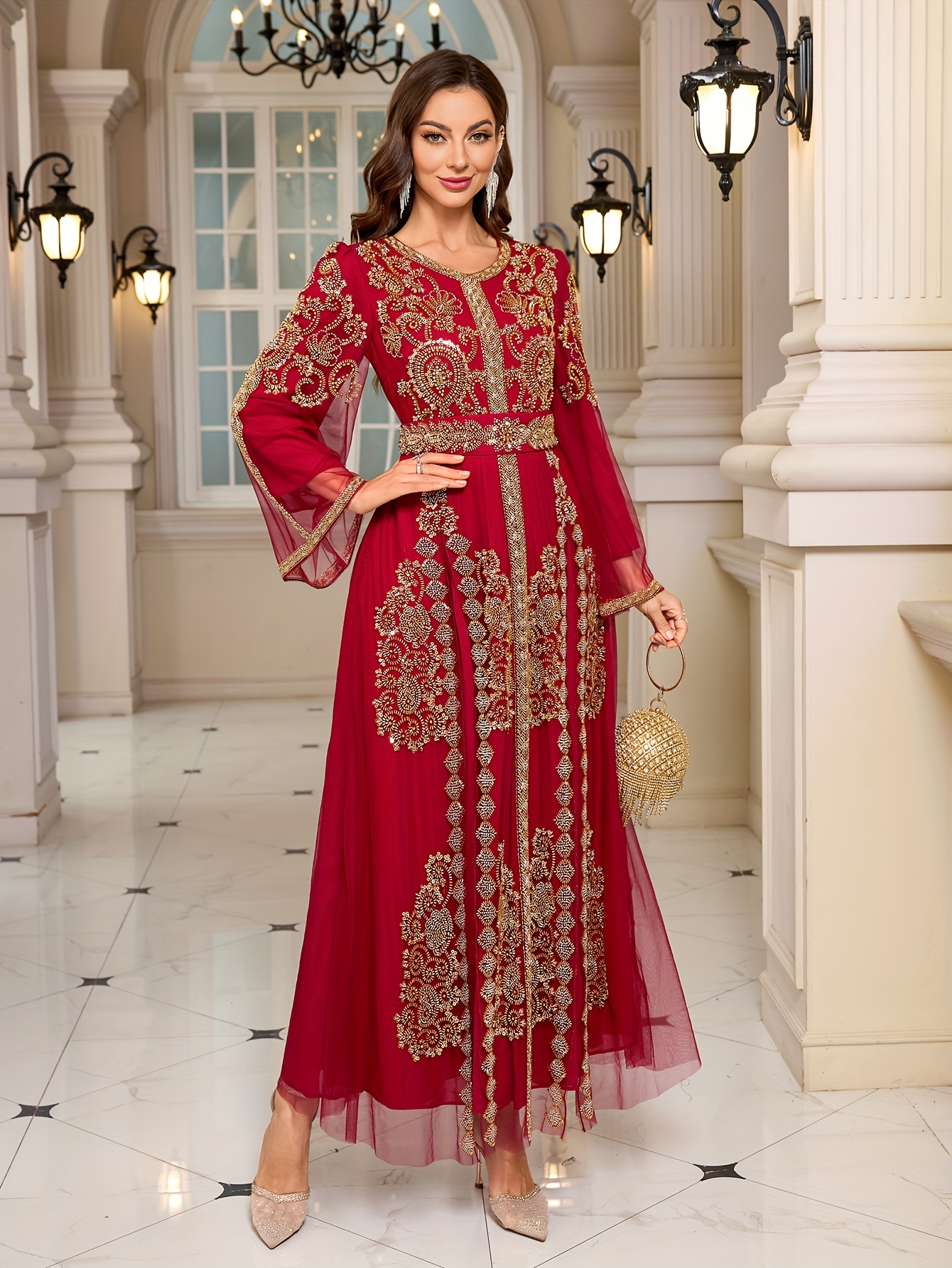 red embroidered maxi dress Baltic Born Womens Delilah Embroidered Maxi Dress | Red