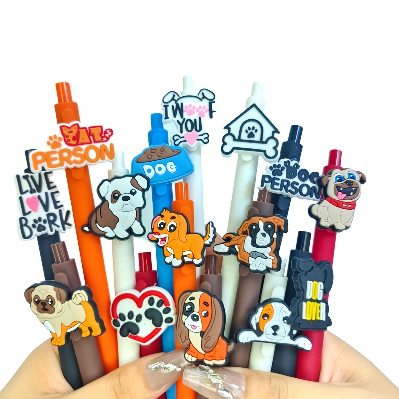 

7pcs Dog Themed Ink Pens, Plastic Material, Medium Point, Assorted , For Students And Pet Enthusiasts