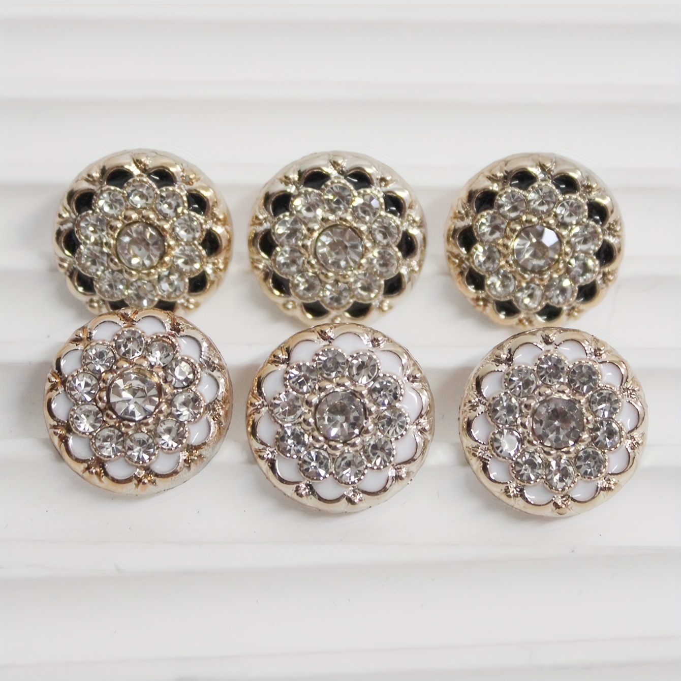 

Ensemble de 5 boutons décoratifs pour manteau avec bord doré et fleur en strass, boucle de costume