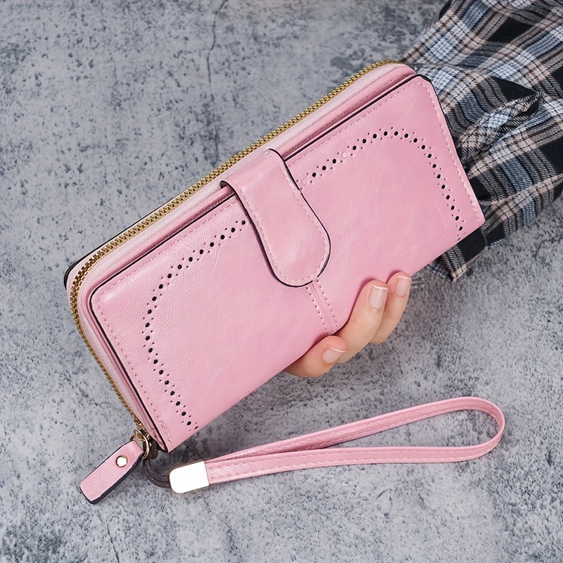 

Manufacturers Wholesale Wax Leather Ladies Large Capacity Wallet Long Women's Large Holder Hollow Wallet Female