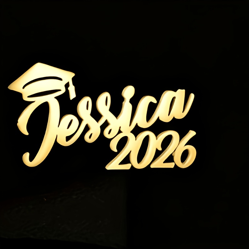 TEMU Custom Graduation Name And Year Brooch Personalized Stainless Steel Bachelor Hat Badge, Elegant Style, Female Graduation Gift, Teacher's Day
