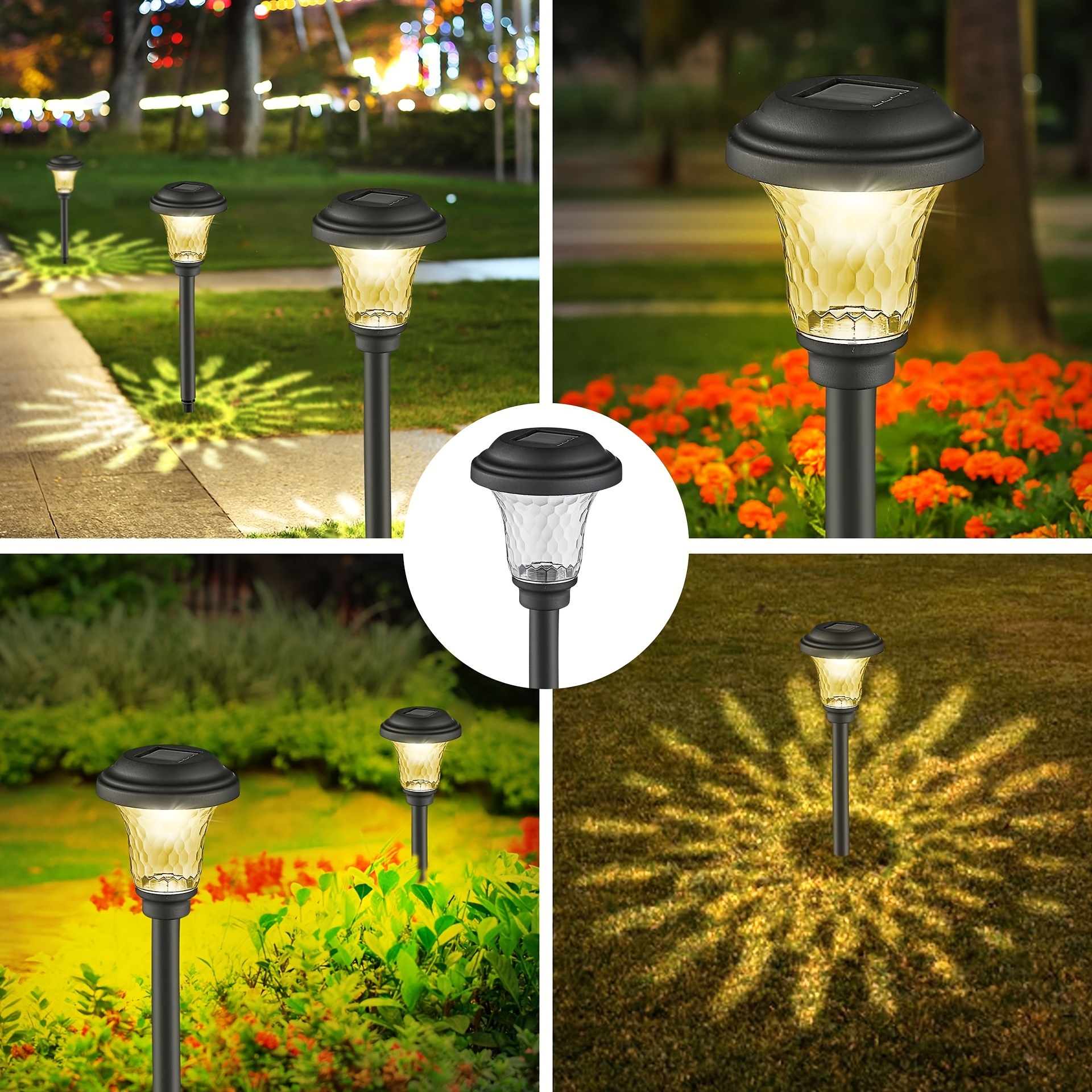 4   outdoor solar   lights rgb colorful warm white led solar stake lights with 10 hour   durable plastic polished   vintage lantern design for garden yard landscape patio driveway solar outdoor lights  way lights stylish     construction decorative   lights garden enthusiasts Product details 4