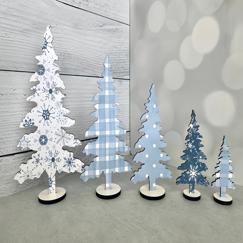 TEMU Ensemble de 5 décorations d'arbre de Noël d'hiver, ornements de Noël en bois, disponibles en plusieurs tailles, adaptées à la décoration des