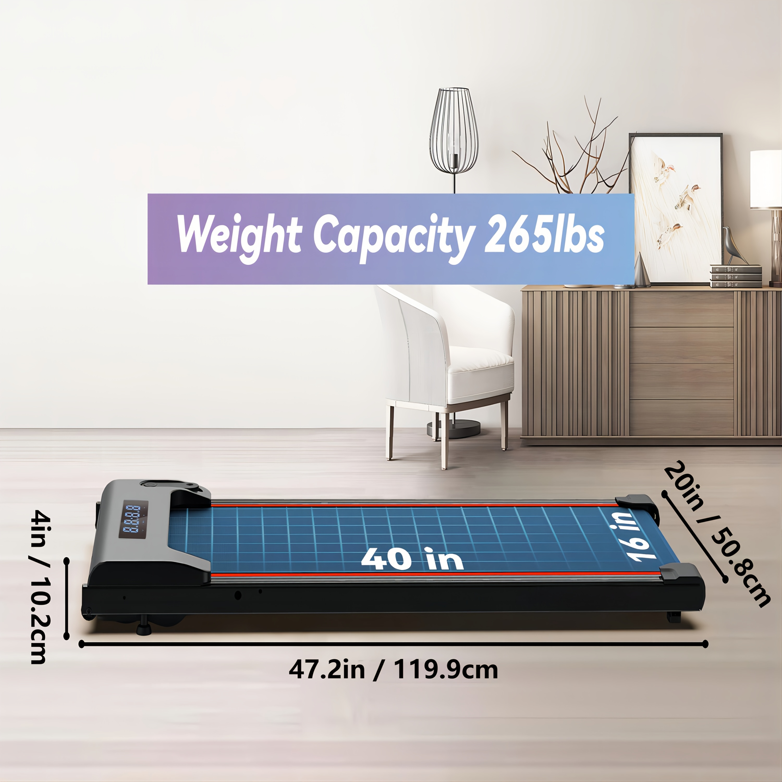 Walking Pad, Quiet Under Desk Treadmill, Portable Walking Pad Treadmill, 2.5 HP Brushless Motorized Treadmill, Walking Jogging Machine for Home&Office