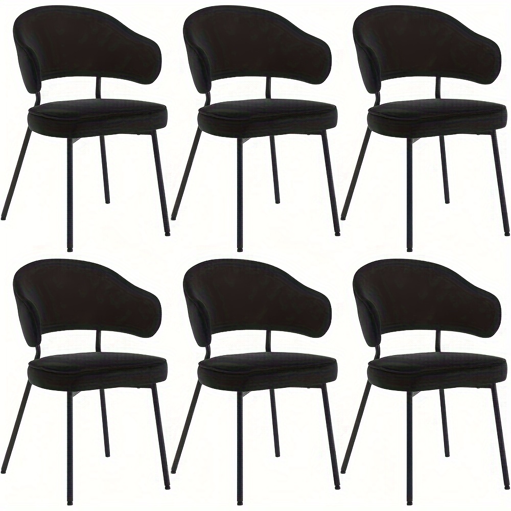 Image of 6pcs Dining Room Chairs, Kitchen Chairs, Upholstered Chairs, Lounge Chairs, Living Room Chairs, Design Chairs, With Backrest, Armrests, Metal Legs, Padded