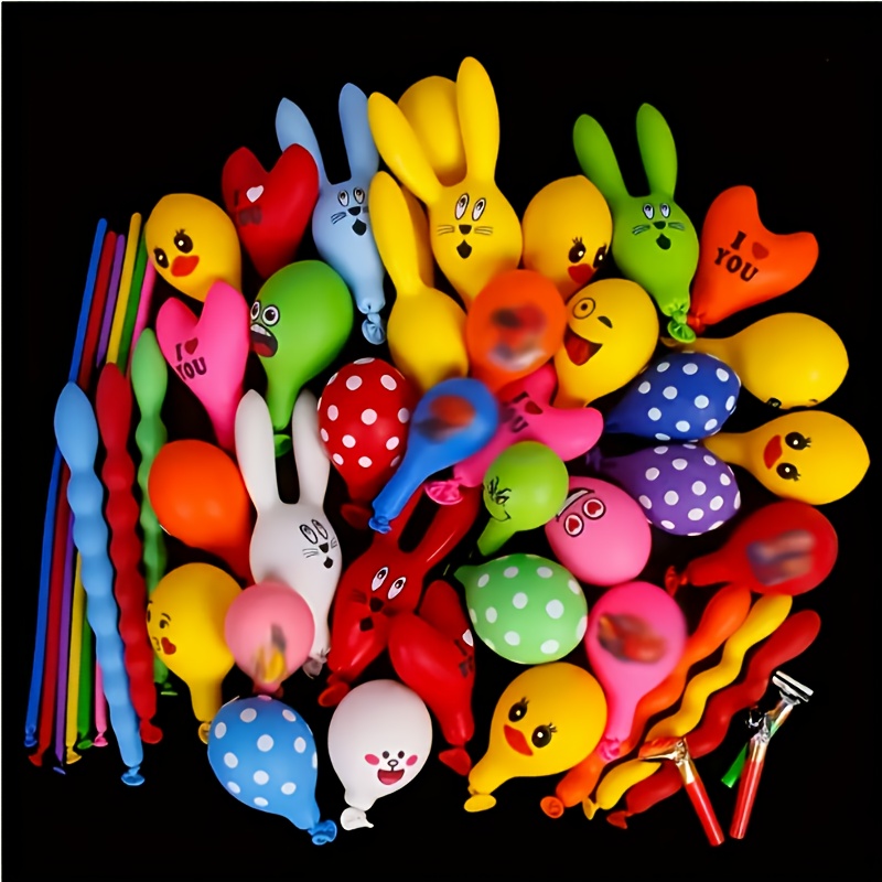 Premium 50pcs Cute Animal Cartoon Balloons - Colorful Latex Party Balloons for Youngsters Birthday, Graduation, Mother's Day, Father's Day & Holiday Decor (Assorted Colors, Vibrant, Decorative)