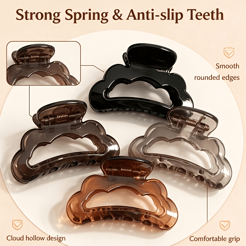 4pcs Hollow Cloud Wave Crescent Hair Clips Set