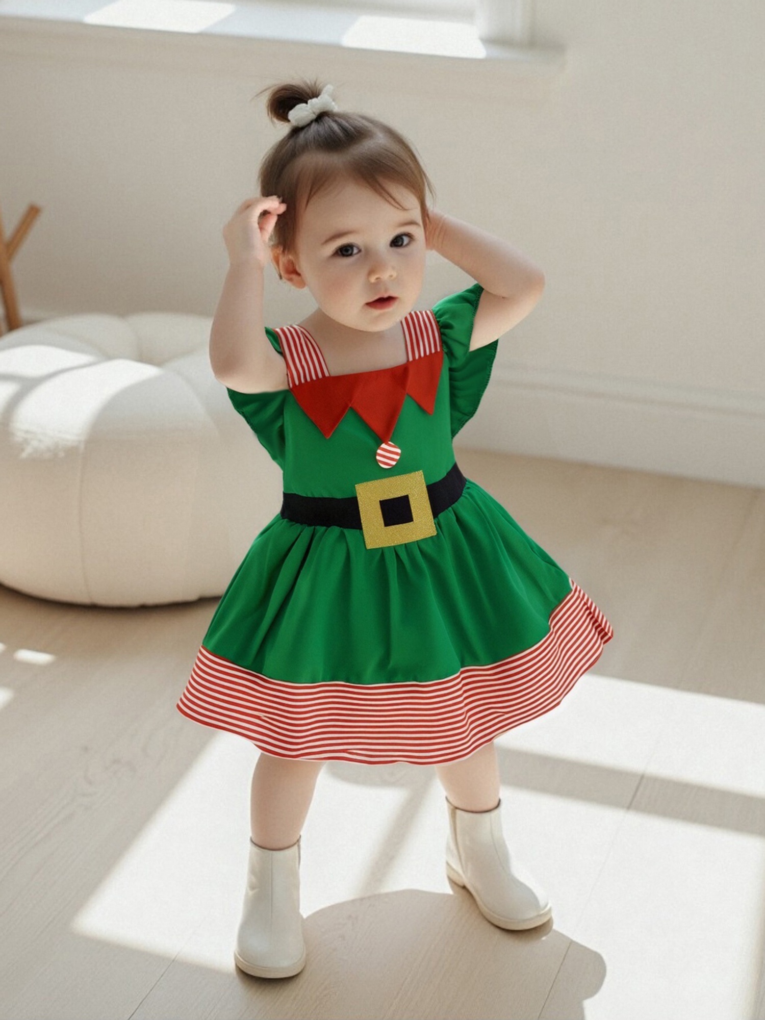 christmas new baby girls children's dress, beaded snowflake