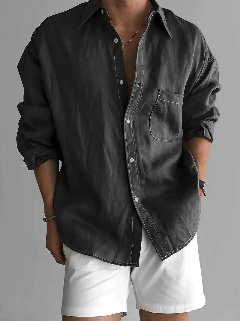 mens olive green white contrast dress shirt classic collar h size fit long sleeve button up button collar shirt for business casual outdoor casual attire machine washable formal blouse Product details 9