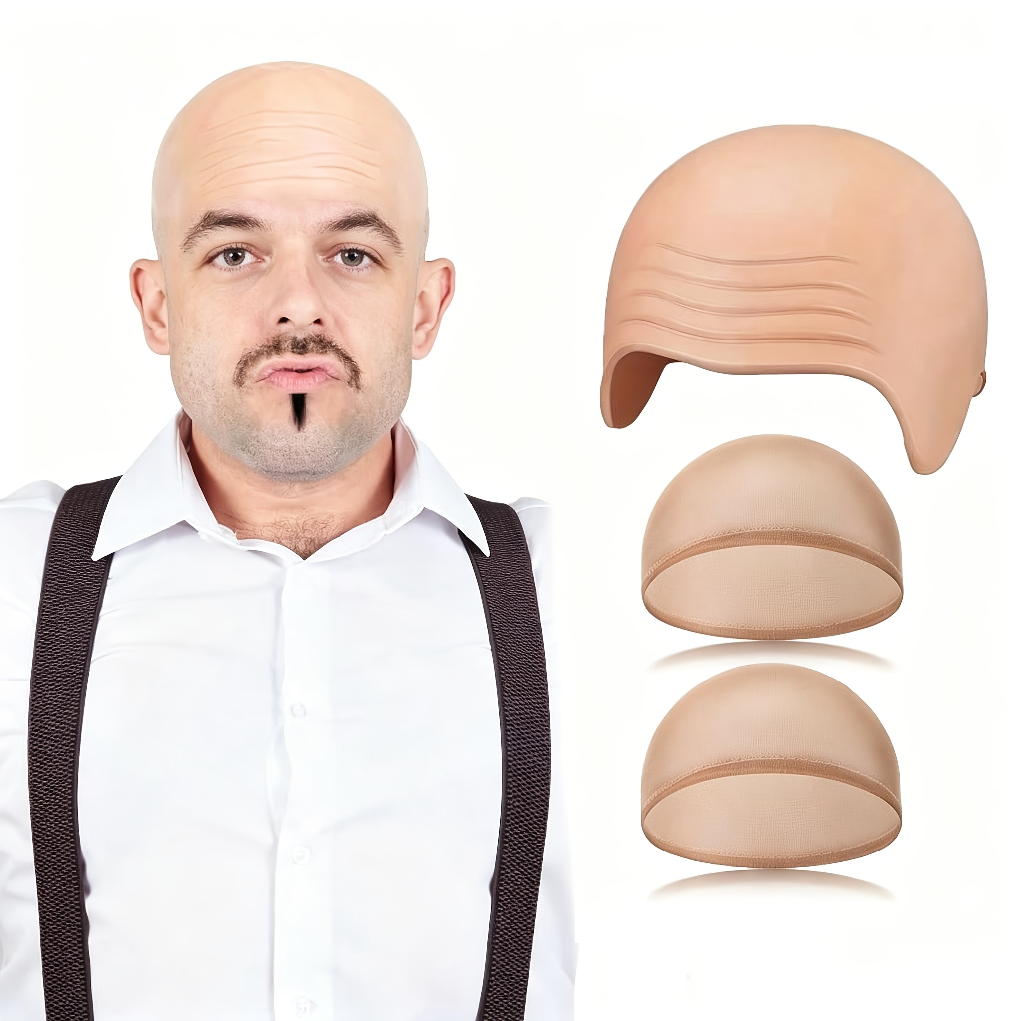 TEMU 1 Ensemble de bonnet de chauve en nylon pour hommes adultes, réglable, idéal pour Halloween, les festivals de musique, les concerts, les rap