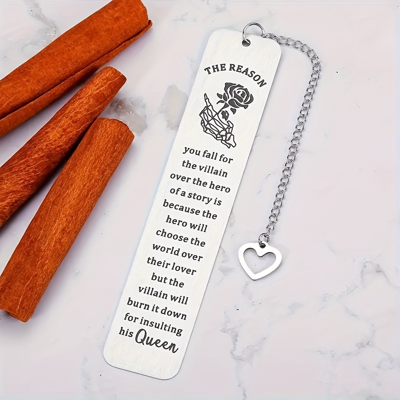 

1pc Stainless Steel Bookmark, Men And Women Lovers Bookmark, Couple's Wedding Anniversary Steel Birthday Gift To Her, Reader Bookworm Reading Gift, Book Club Gift, Dark Romantic Gift For Book Friend