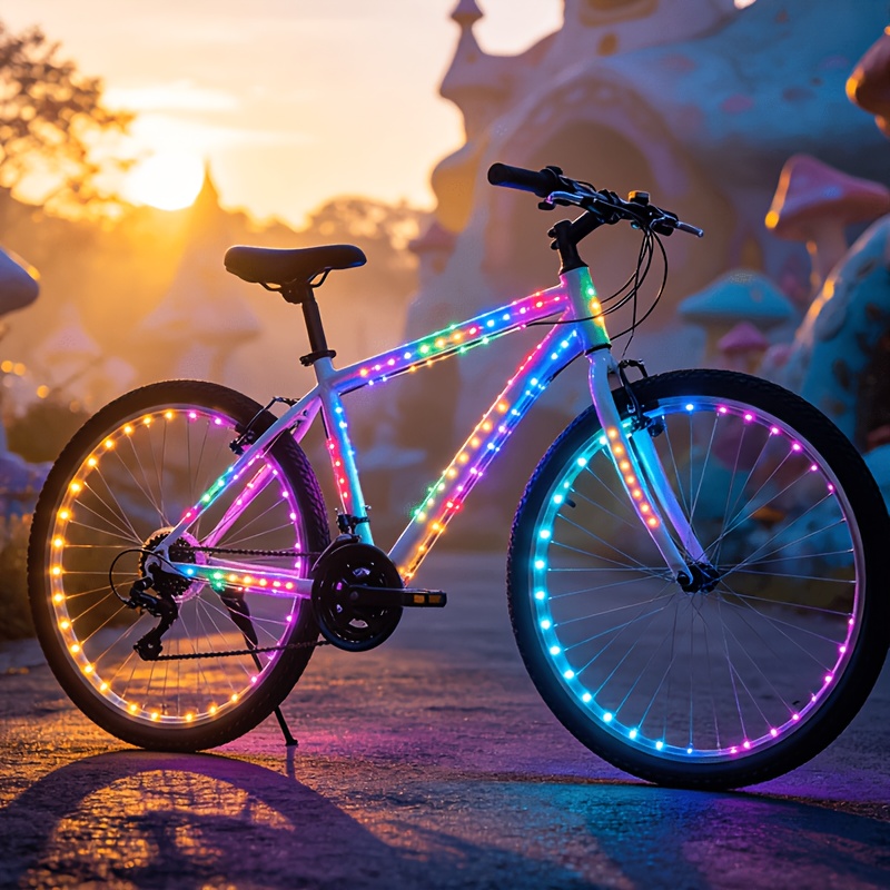 TEMU 1-set Rgb Scooter Light With 15led Rgb/white , Dynamic Flowing Rainbow Gradient Bike Light Suitable For Motorcycle, Bike, -scooter, -kart -
