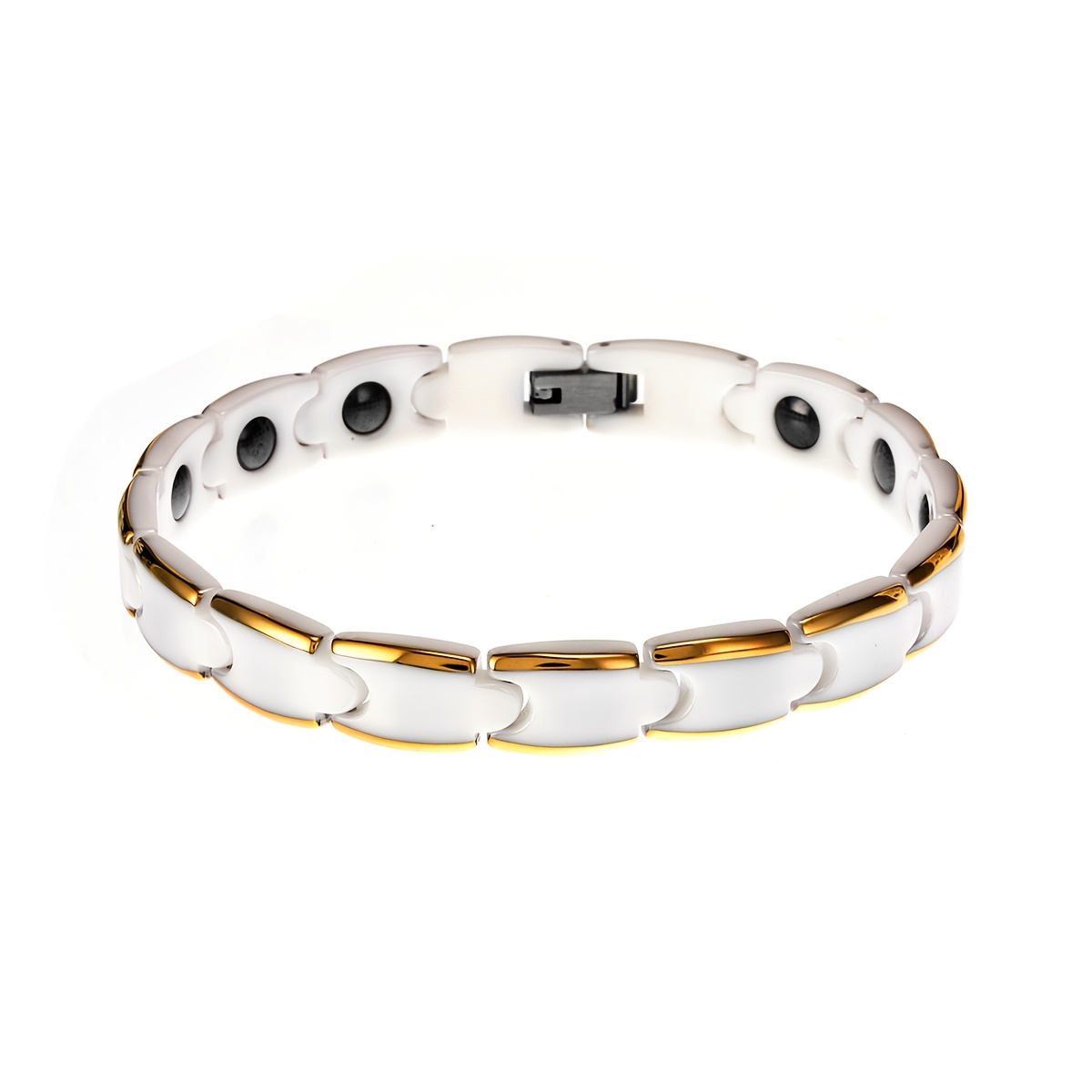Image of White Ceramic, Japanese And Korean High-end 304 304 Stainless Steel Bracelet Inlaid With Magnetite