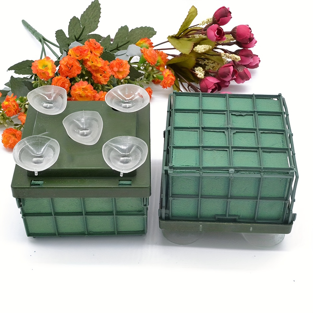 

1pc Floral Foam Block With Strong Suction Cup Base For Arrangements, Polyresin Fresh Flower Arranging Holder For Wedding Car, Florist Supplies