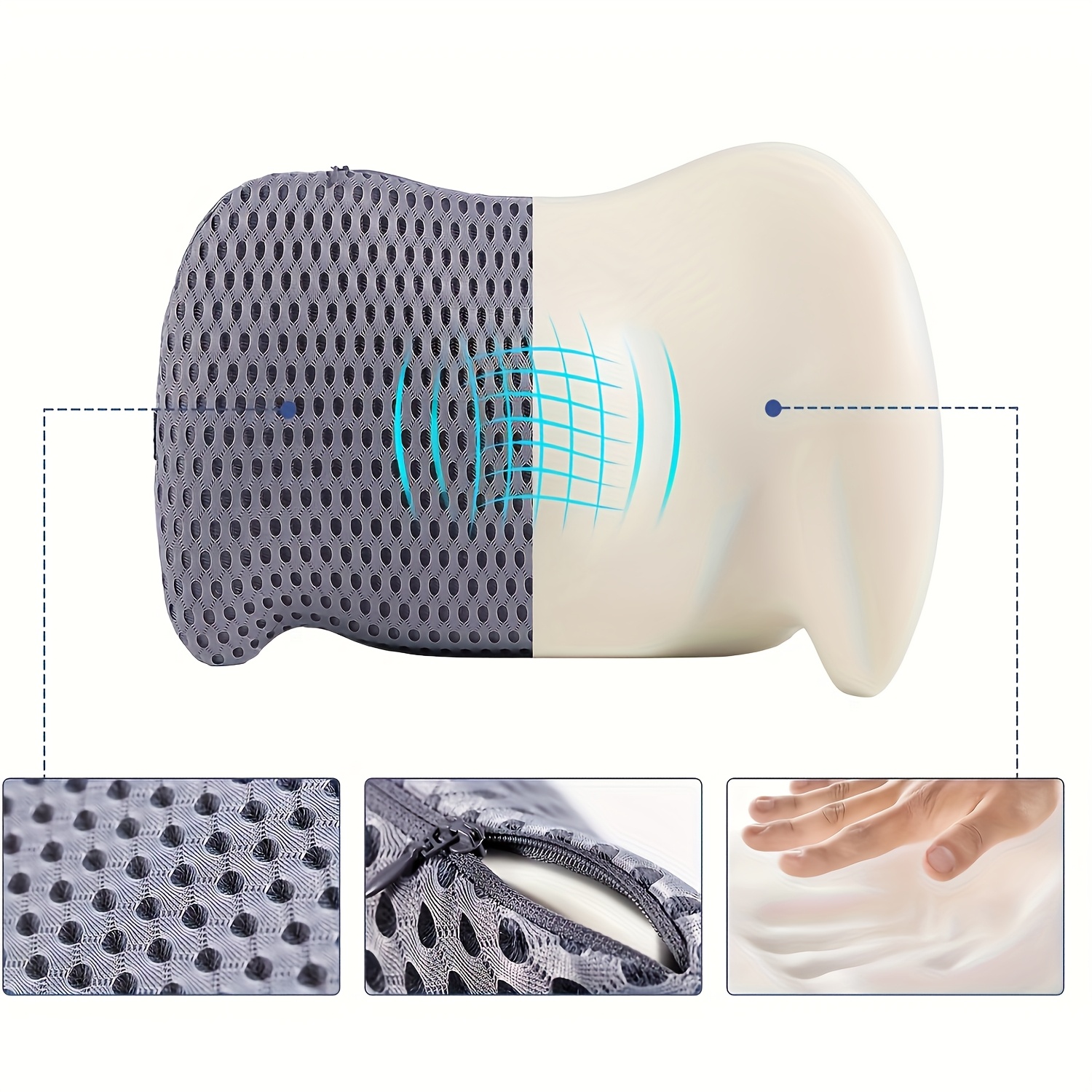 ergonomic lumbar support pillow with adjustable seat belt pillows for office chairs cars and beds black orthopedic design for spinal   chair pillow   pillow lumbar support pillow Product details 4