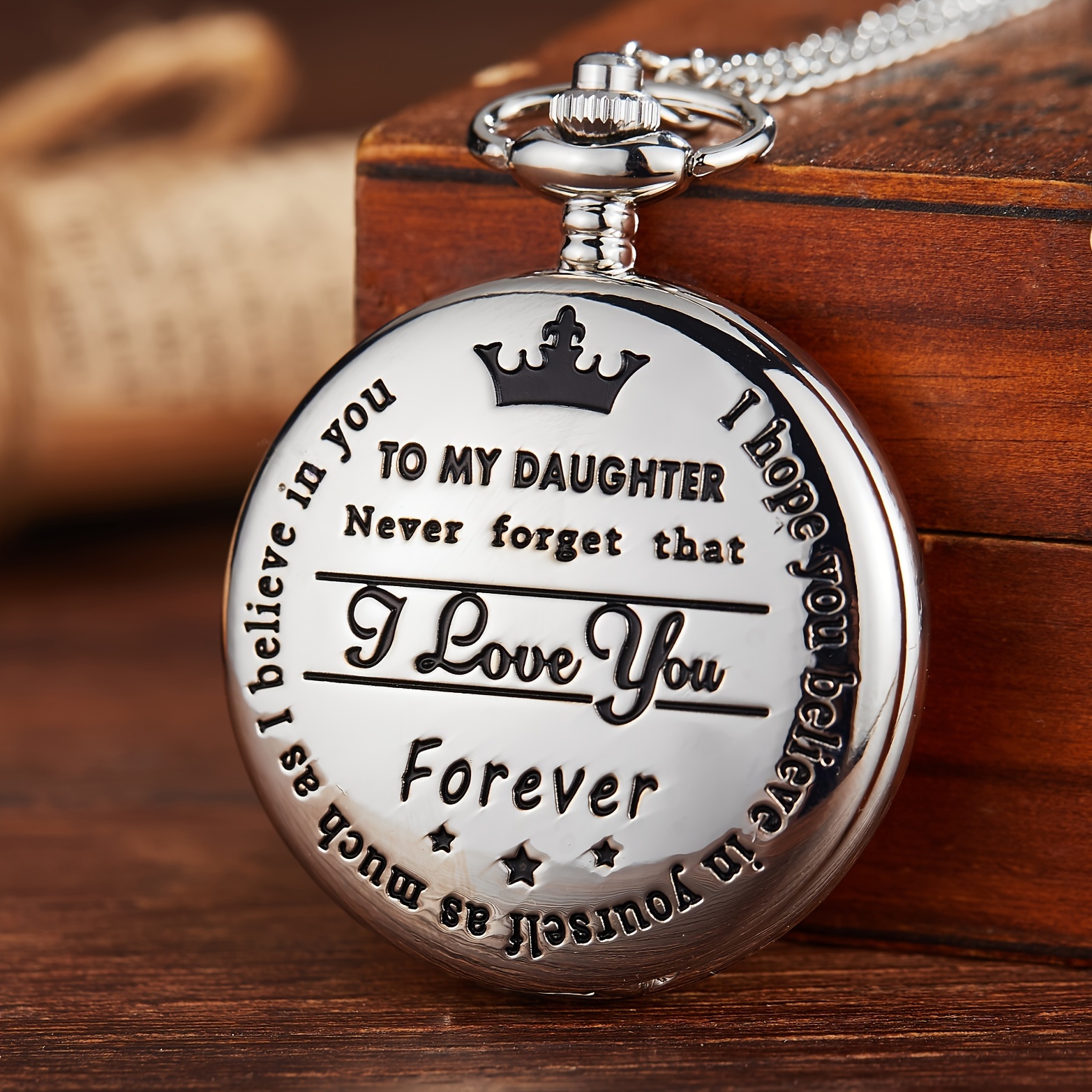 vintage roman quartz pocket watch engraved daughter - Temu  display picture 2