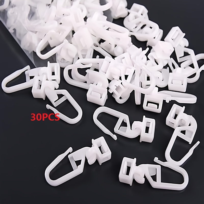 30-pack Sliding Curtain Hook Set, For 3.6-4.0mm Tracks, Compatible With Pleated And Curtain Tapes, Quiet And Smooth, Thickened And Rust-resistant, Utility Hooks