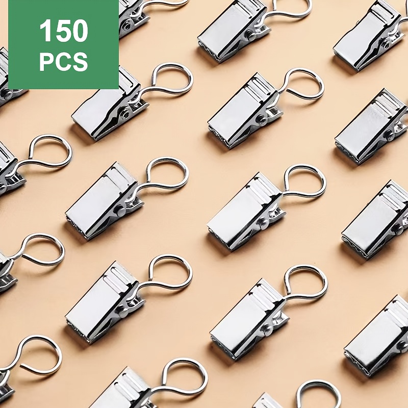 Image of 150 - Piece Set Of Metal Curtain Clips: Ideal For Tapestry And Background Cloth, Featuring Loops, Open - And - Closed Design, Sturdy And Durable
