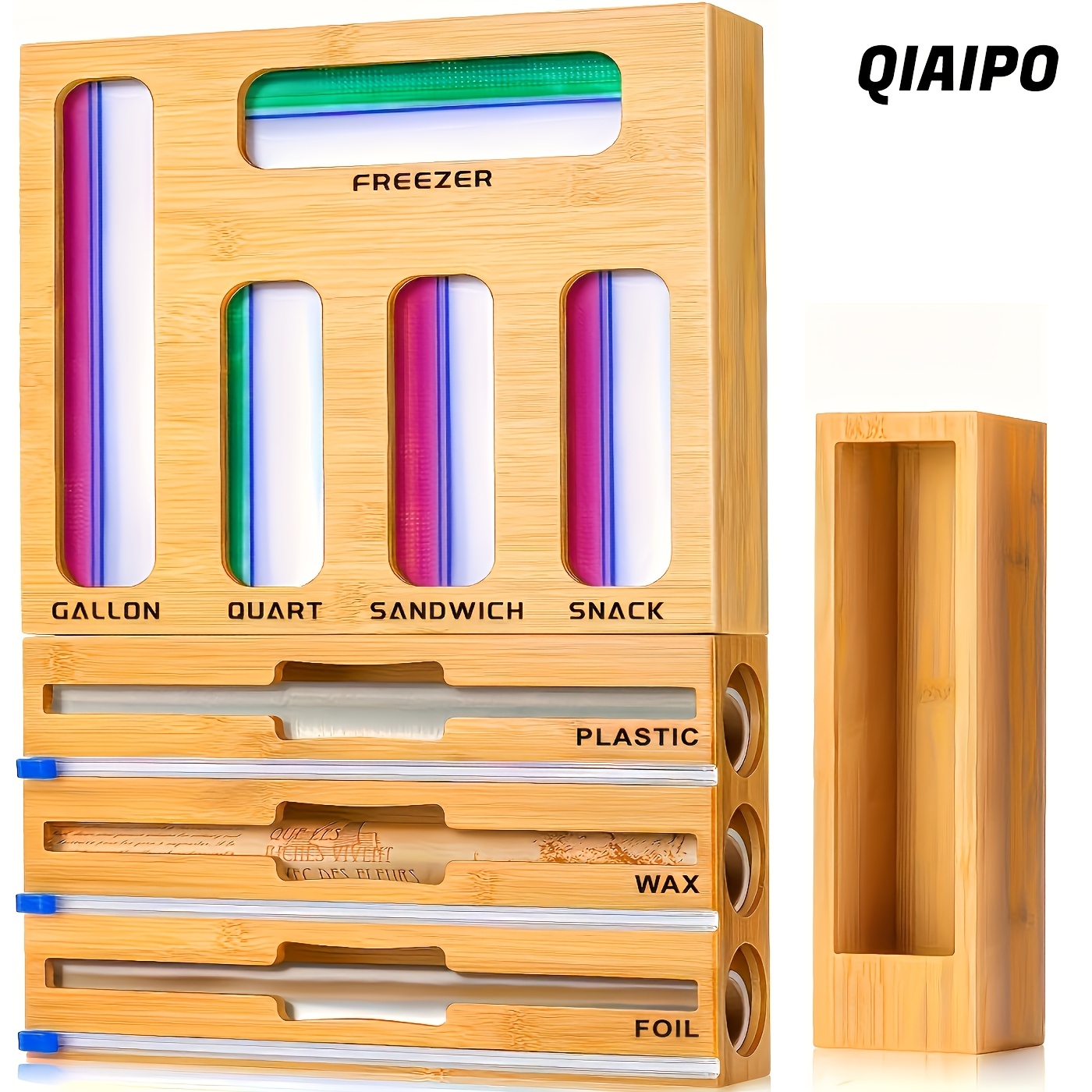 TEMU 1pc 9-in-1 Sealer Bag Organizer Box, Kitchen Drawer Organizer, Foil And Plastic Wrap Organizer, Compatible With Sandwich, Snack Size Bags, And
