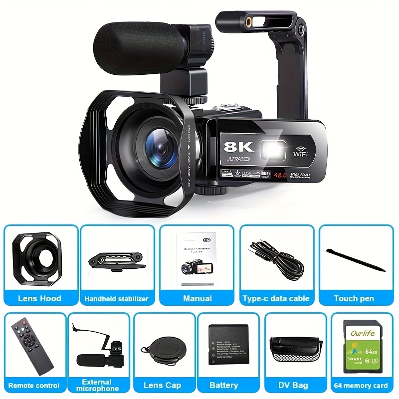 מצלמת וולג אורלייף ברזולוציה של 8k ultra hd עם ראיית לילה אינפרא-אדומה, , זום 18x, מסך מגע, אוטומטי, מיקרופון מובנה, של פרטים 6