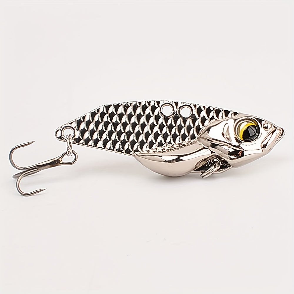 TEMU 1pc Sinking Fishing Lure, Metal Spinners Lures With Treble Hook For Freshwater & Saltwater Fishing, Outdoor Fishing Equipment