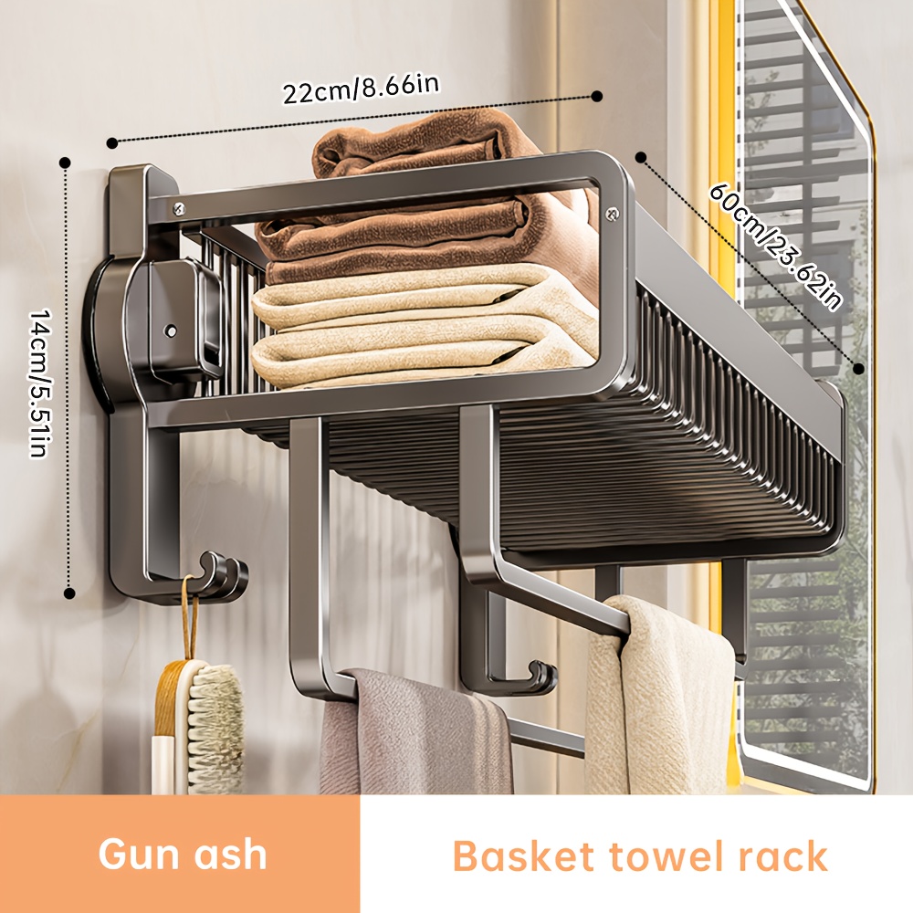 porte-serviettes mural en   facile à organiser de   avec barre à serviette, installation   perçage en   daluminium moderne pour   de douche et rangement salle de bain | solution de stockage   | organisateur durable,   pour la rentrée scolaire détails 4