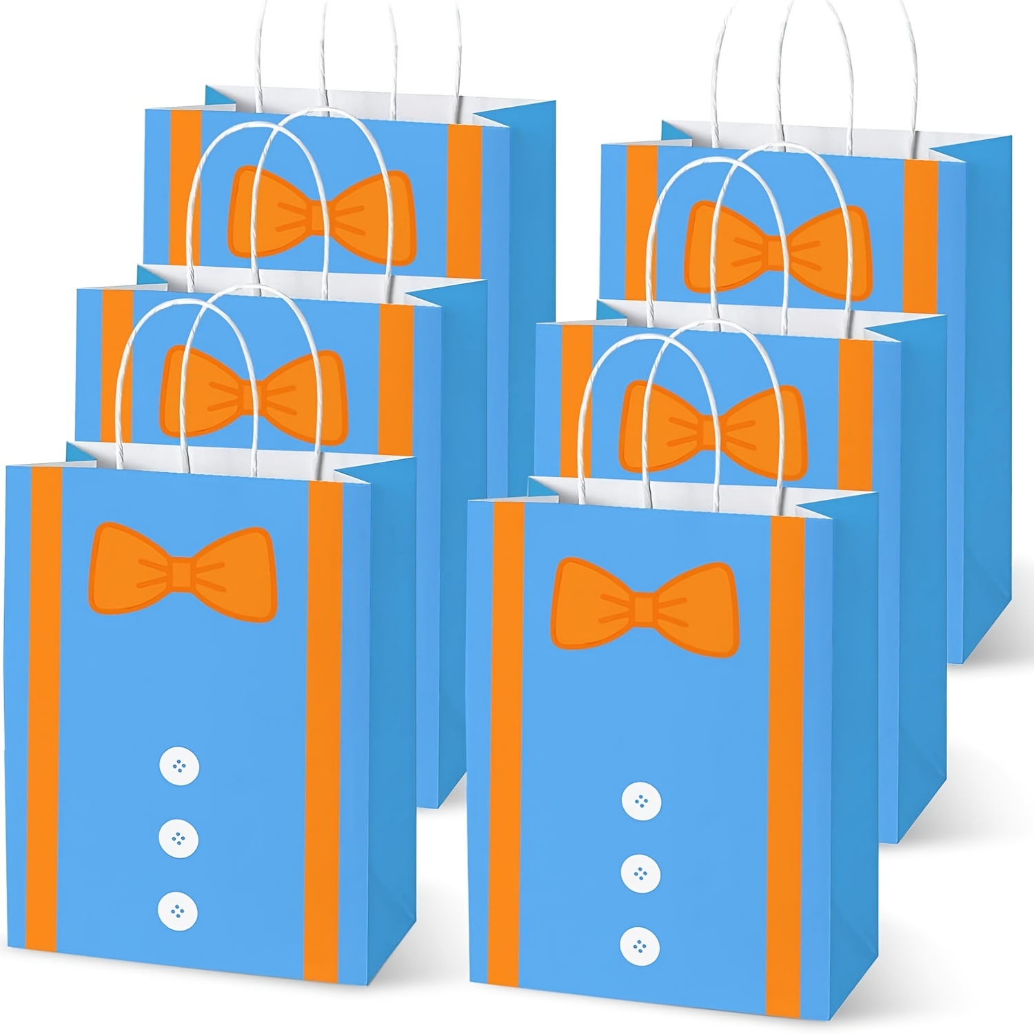 

10pcs Chinballon Tie Gift Bags With Orange Accents - Elegant Paper Tote Bags For Birthday, Graduation, Father's Day & All - Stylish Party Favor & Decoration Supplies, Small Gift Bags