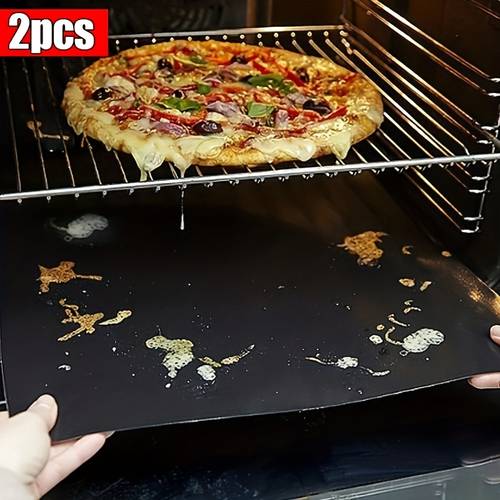 2 pack large thick non stick oven mats 99 x 15 74 inches heat resistant reusable suitable for electric gas ovens toasters dishwasher safe easy to for baking grilling and tasks