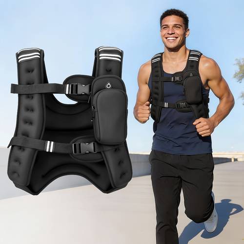 12lb weighted vest with phone pocket and reflective strips polyester training vest for running gym workouts muscle growth weight lifting body weight vest for men and gift for fitness enthusiasts by