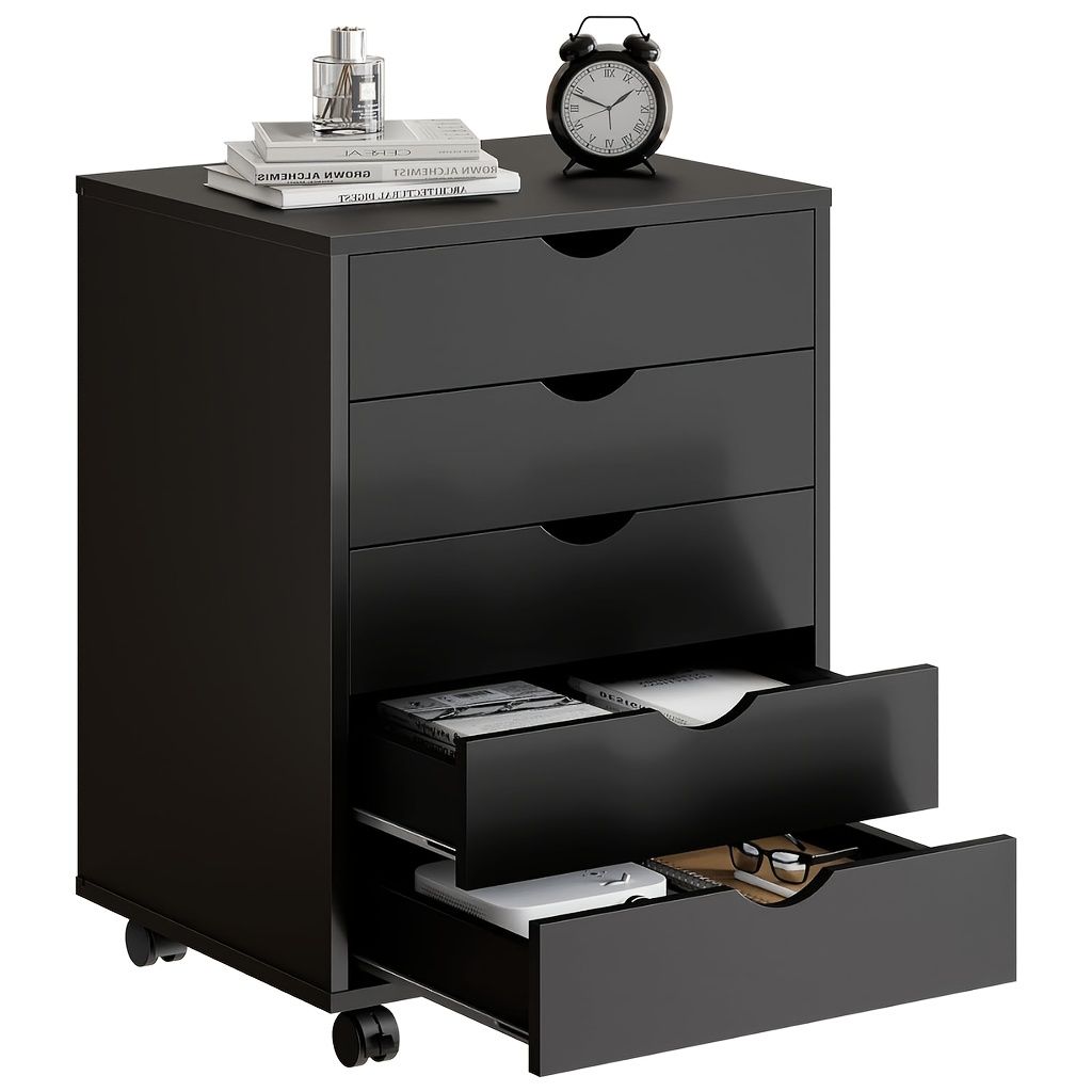 TEMU 5 Drawer File Cabinet, Printer Stand With Storage Cabinet | Wood Under Desk Storage Organization Holds Printer, Office Supplies, Not For Hanging