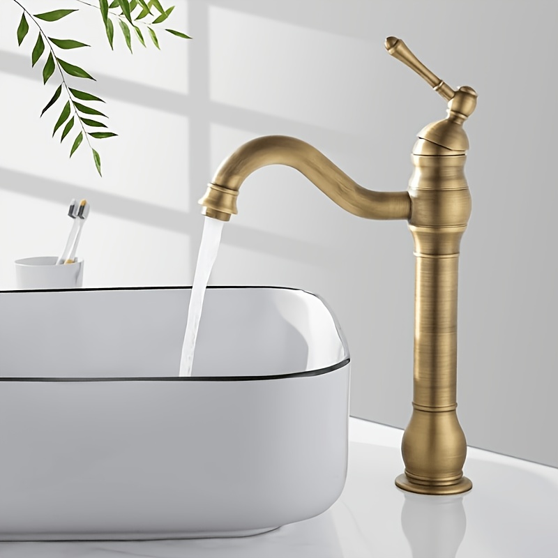 Bathroom Faucet, Washbasin Tap With Ceramic Lever, Single Handle Basin Tap, 360 Degree Swivel, Victorian Bathroom Faucet, Country House Style, Brass Antique Brass
