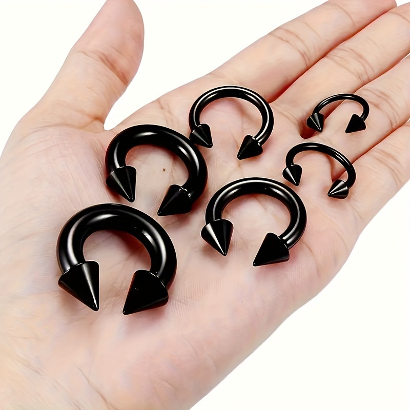 

A Set For Enlarging Septum Piercings In A Punk Style For Men - Surgical Steel Horseshoe Gauges For Facial Piercings, Made Of Steel