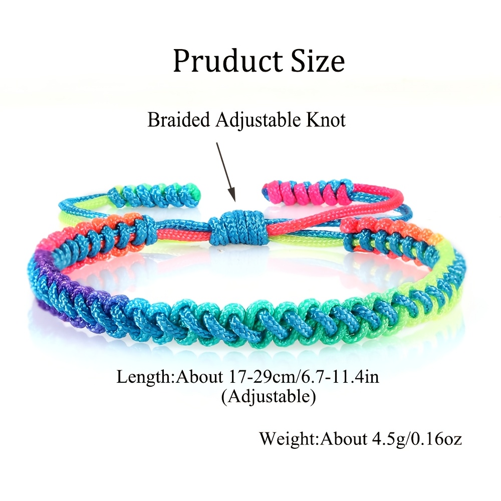 Women's Handwoven Braided Bracelet Boho Rainbow Gradient Adjustable