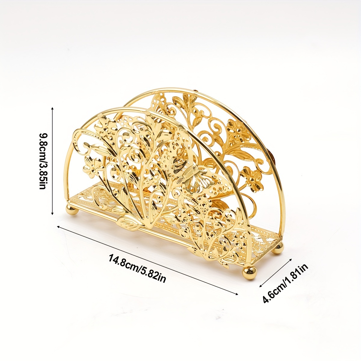 1pc Creative Fan-shaped Flower Hollow Napkin Holder Upright Desktop Tissue Rack Cafe Restaurant Napkin Clip Decor Ornaments