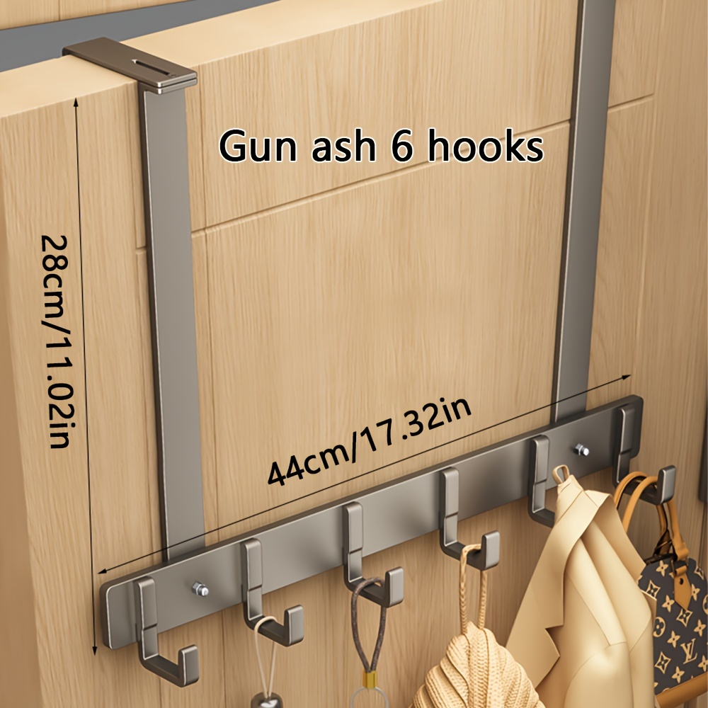 Over-the-door Hook Hanger With 6-8pcs Hooks For Entryway Coat Rack, Bathroom Towel Rack, And Outerwear Towel Hooks