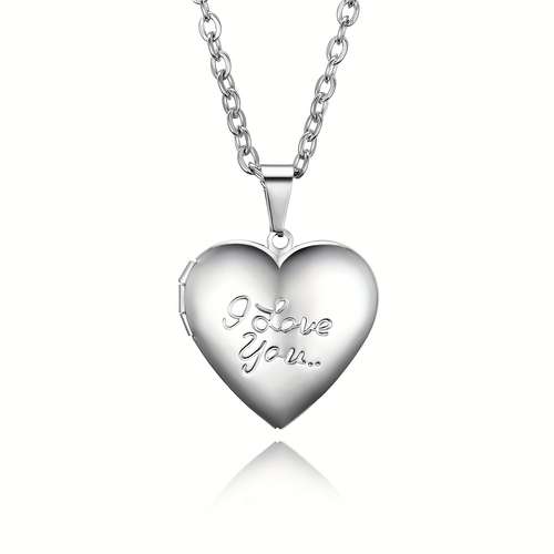 Collana Personalizzata MeMeDIY Con Medaglione A Cuore - Inserisci 2 Foto E Testo Inciso, Acciaio 316L, Regalo Donna