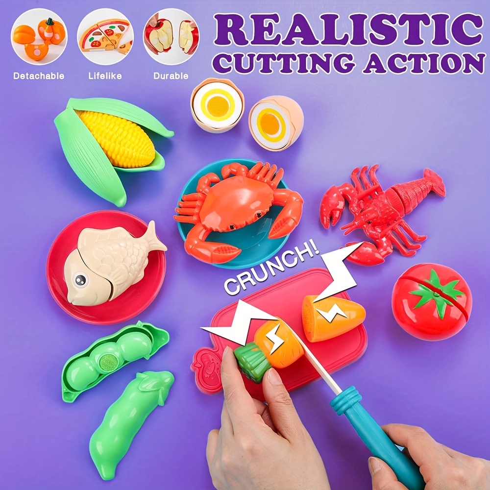 pretend play food for   kitchen 78pcs cutting toy food with storage bag food toys with veggies fruits   food with pizza toy pretend food play kitchen accessories boys girls gift Product details 2