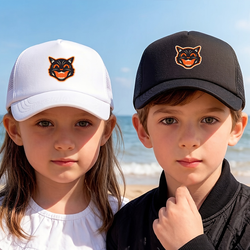 item picture a unisex youngsterss mesh print baseball cap suitable for boys and girls   protective breathable and fashionable trucker hat