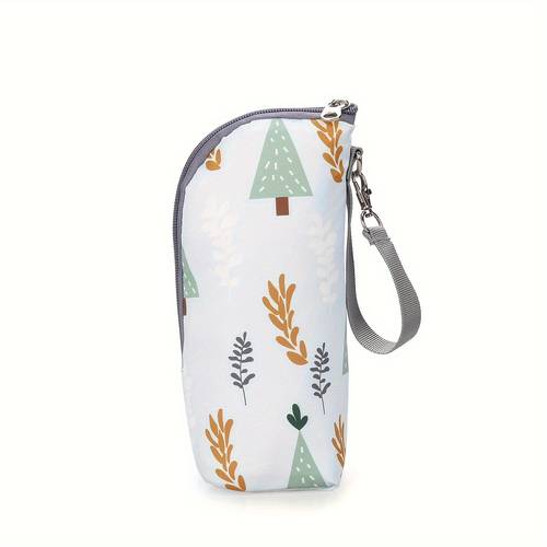 cute animal print insulated bottle bag portable durable polyester mommy diaper bag with zipper closure ideal for travel and daily use travel diaper design zippered bag diaper bag
