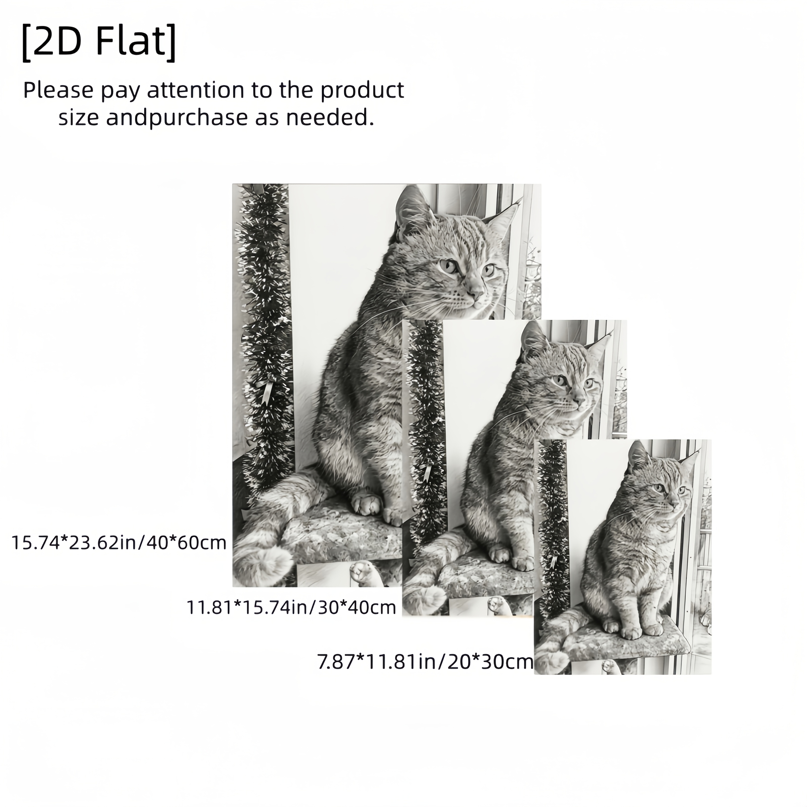 TEMU 2d Flat, 2d Flat, Personalized Custom Cat Portraits - Exquisite Sketch-style Canvas Paintings, Designed For Cat Lovers, Easily Decorating Spaces