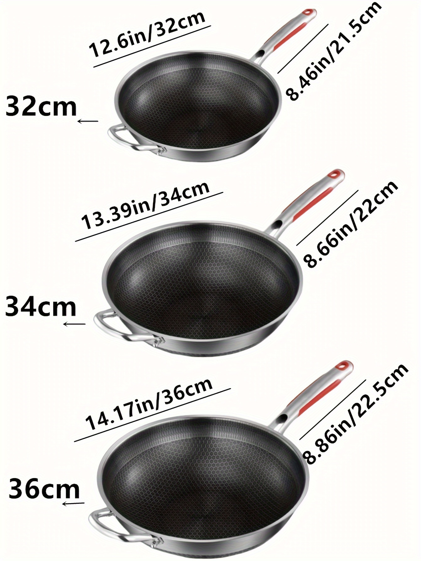 1 piece stainless steel frying pan household flat bottom frying pan induction cooker gas stove frying pan with lid and handle fried fish fried egg non stick pan frying steak pan kitchen honeycomb non stick frying pan camping frying pan 32cm 34cm 36cm details 7